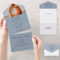 Mariage photo simple et élégant RSVP Dusty Blue