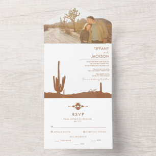 Invitation Tout En Un Mariage photo Terracotta Southwestern Cactus