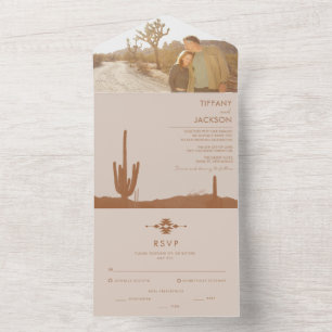 Invitation Tout En Un Mariage photo Terracotta Southwestern Cactus