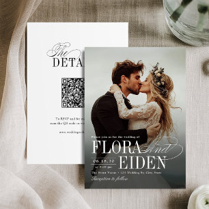 Invitation Tout en un Mariage Photo Typographie Intemporelle