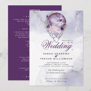 Invitation Tout en un Mariage Pleine lune céleste Améthyste I