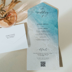 Invitation Tout En Un Mariage QR Destination Ocean Beach