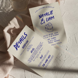 Invitation Tout en un Mariage rétro de gâteau tiré main