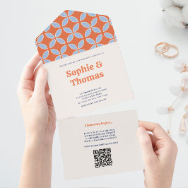 Invitation Tout En Un Mariage rétro du milieu du siècle