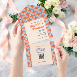 Invitation Tout En Un Mariage rétro du milieu du siècle