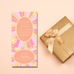 Invitation Tout En Un Mariage Rétro Groovy Années 70 aux Tons Feutrés