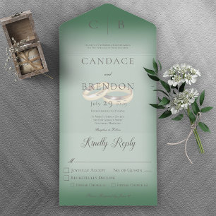 Invitation Tout En Un Mariage Rings Moderne Emerald Diner