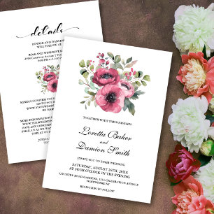 Invitation Tout en un Mariage rose