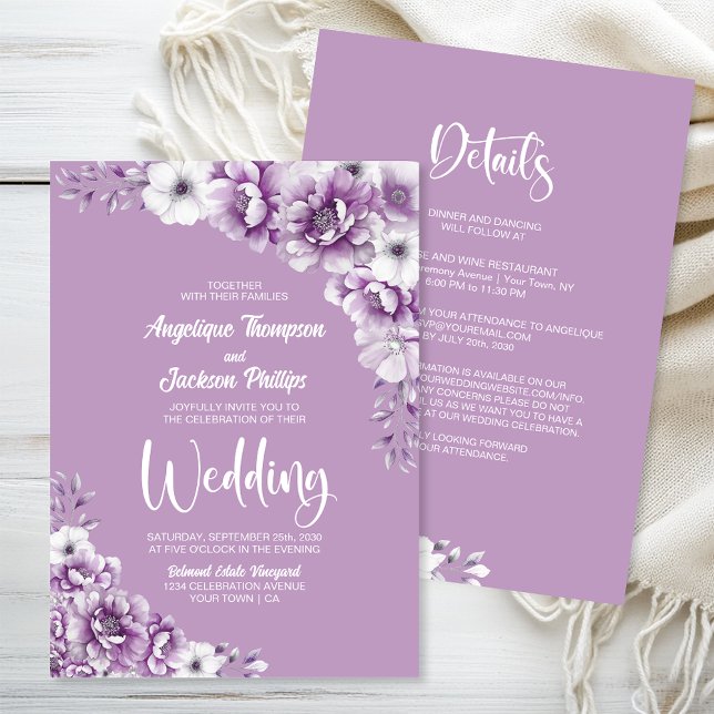 Invitation Tout en un Mariage rose (Créateur téléchargé)