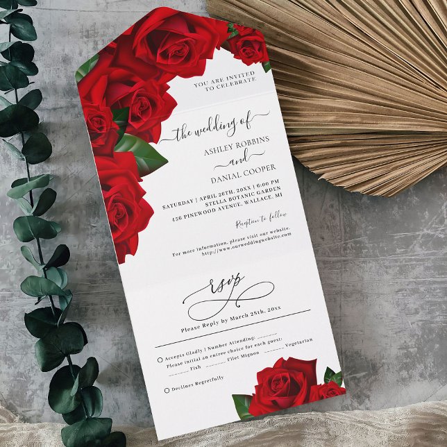 Invitation Tout En Un Mariage Rose Red Love (Créateur téléchargé)