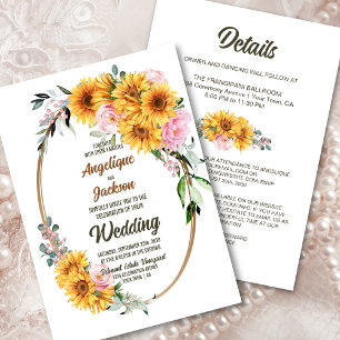 Invitation Tout en un Mariage rose rose de tournesol ovale