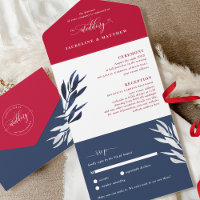 Mariage rouge blanc et bleu avec RSVP Al perforé