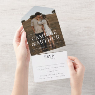 Invitation Tout En Un Mariage RSVP élégant et moderne