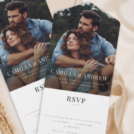 Invitation Tout En Un Mariage RSVP élégant et moderne