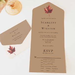 Invitation Tout En Un Mariage RSVP en terre cuite d'automne simple