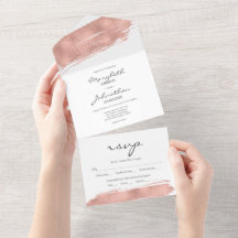 Mariage RSVP Rose moderne Gold Brusch