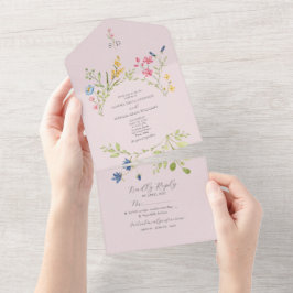 Invitation Tout En Un Mariage rustique boho rose