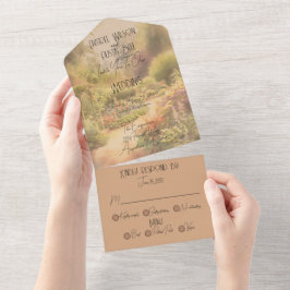 Invitation Tout En Un Mariage rustique dans le jardin