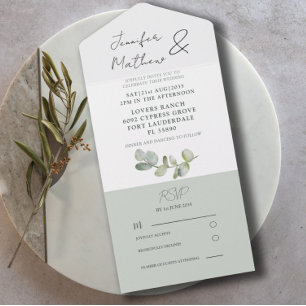 Invitation Tout En Un Mariage Rustique Sauge Eucalyptus