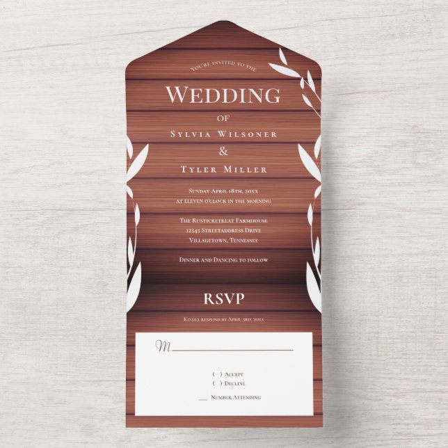 Invitation Tout En Un Mariage Rustique Tout en un (À l'intérieur)