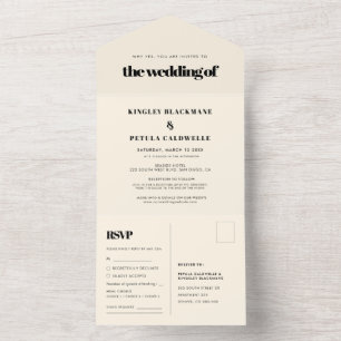 Invitation Tout En Un Mariage simple et élégant