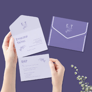 Invitation Tout En Un Mariage simple moderne aux teintes de lavande