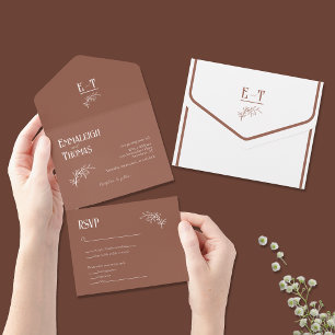 Invitation Tout En Un Mariage simple moderne Caliente Cocoa
