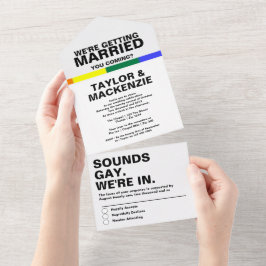 Invitation Tout En Un Mariage Sonne Gay Fun Rainbow Pride