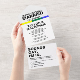 Invitation Tout En Un Mariage Sonne Gay Fun Rainbow Pride