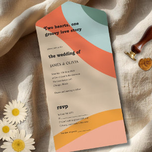 Invitation Tout En Un Mariage Super moderne rétro coloré