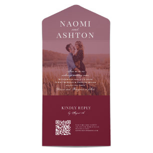 Invitation Tout En Un Mariage superposition brossé tout en une invitatio