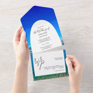 Invitation Tout En Un Mariage sur la côte océanique de la plage