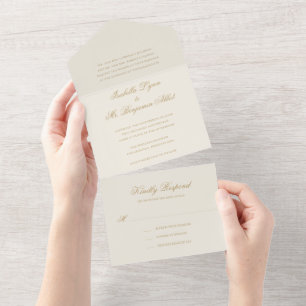 Invitation Tout En Un Mariage traditionnel ivoire élégant