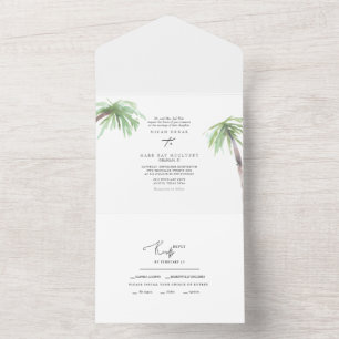 Invitation Tout En Un Mariage Tropical aux Palmiers