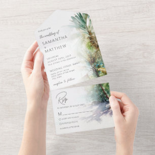 Invitation Tout En Un Mariage Tropical Beach Palm Trees