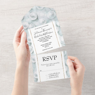 Invitation Tout En Un Mariage Tropical Blue White Pearls