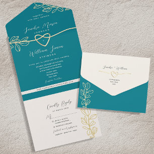 Invitation Tout En Un Mariage Turquoise Boho