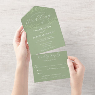 Invitation Tout En Un Mariage vert de l'axe minimal