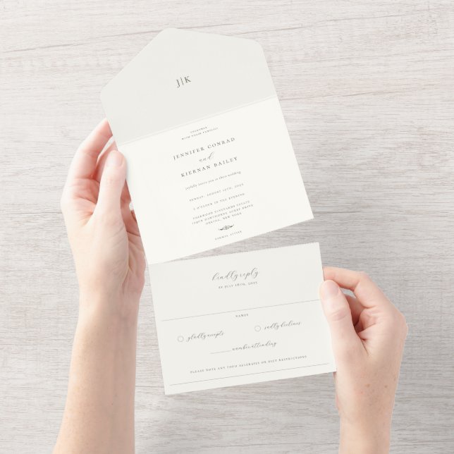 Invitation Tout En Un Mariage vert minimaliste de mousse (Déchirure)