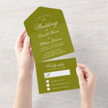 Mariage Vert Olive Élégante Calligraphie RSVP