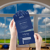 Marine bleu confetti blanc anniversaire rsvp