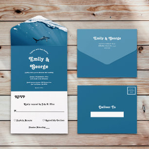 Invitation Tout En Un Marine Blue Requin sous-marin Nautique Plage Maria