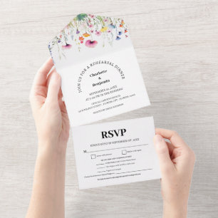 Invitation Tout En Un Menu fleur sauvage Menu Choix Répétition Dîner