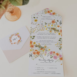 Invitation Tout En Un Midsummer   Florales Romantiques d'Automne