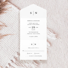 Invitation Tout En Un Minimal et chic | Mariage noir et blanc