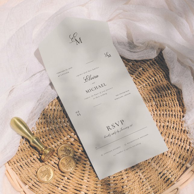 Invitation Tout En Un Minimalist Ivory Editorial Wedding (Créateur téléchargé)