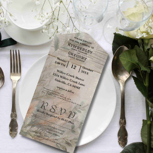 Invitation Tout En Un Minimaliste botanique neutre Abstrait doux