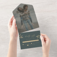 Minimaliste Dark Turquoise & Sepia Branche Mariage