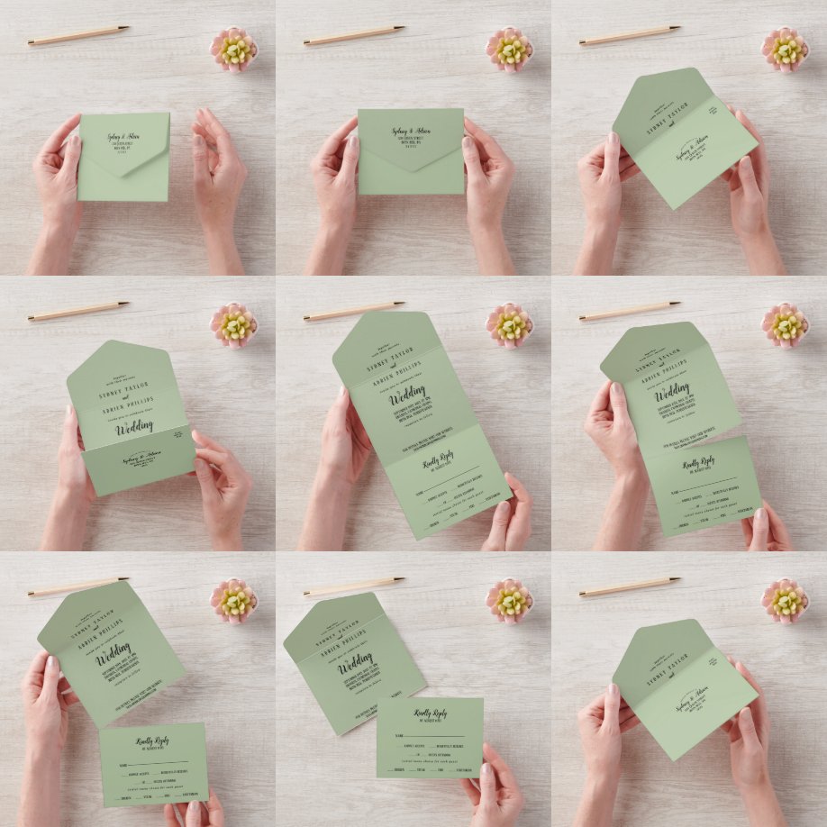 Invitation Tout En Un Minimaliste simple Mariage de taille