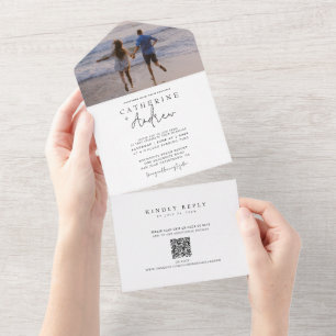 Invitation Tout En Un Modern Wedding Photo QR Code  All In One Invitatio